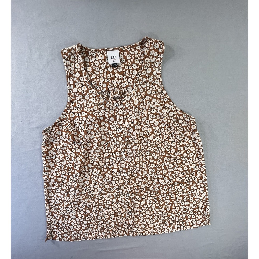 Cabi Lark Floral Tank Top Sleeveless Blouse Women's Medium Daisy Summer
